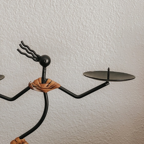 Vintage Primitive Iron Candle Holders set of 2 - Picture 3 of 4